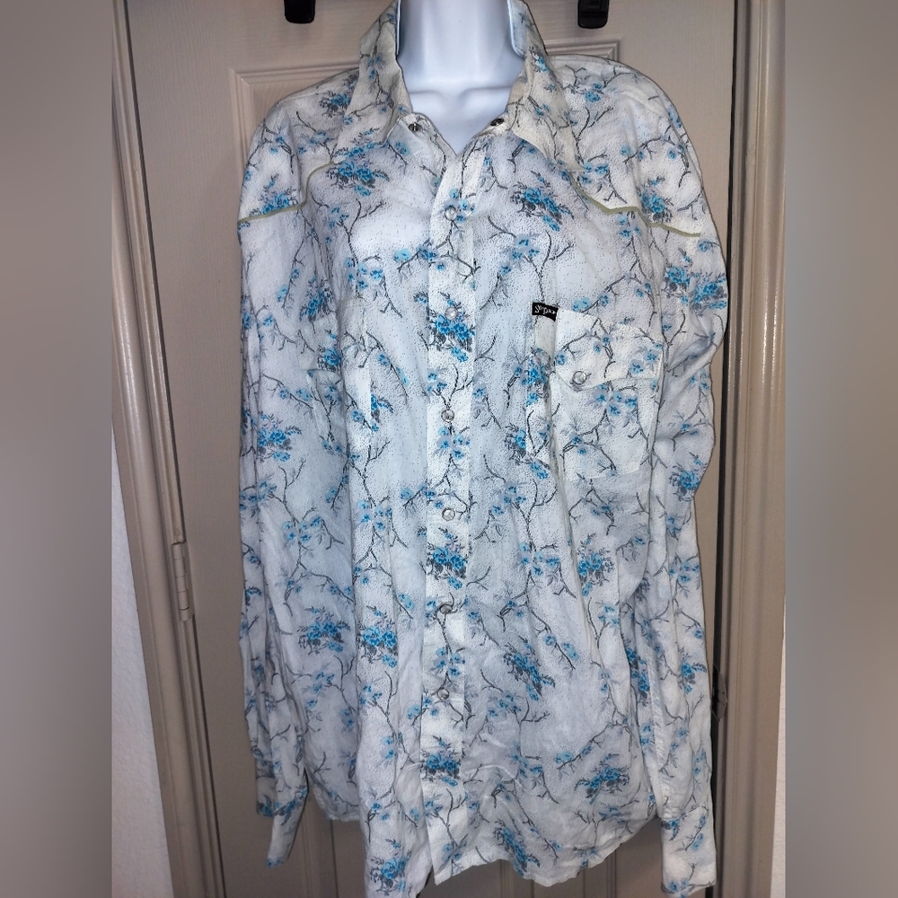 Southern Thread Floral Snap Button Shirt Sz XL